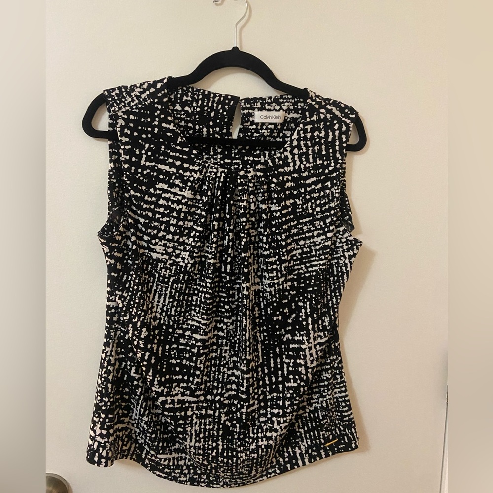 Calvin Klein Black and White Sleeveless Top